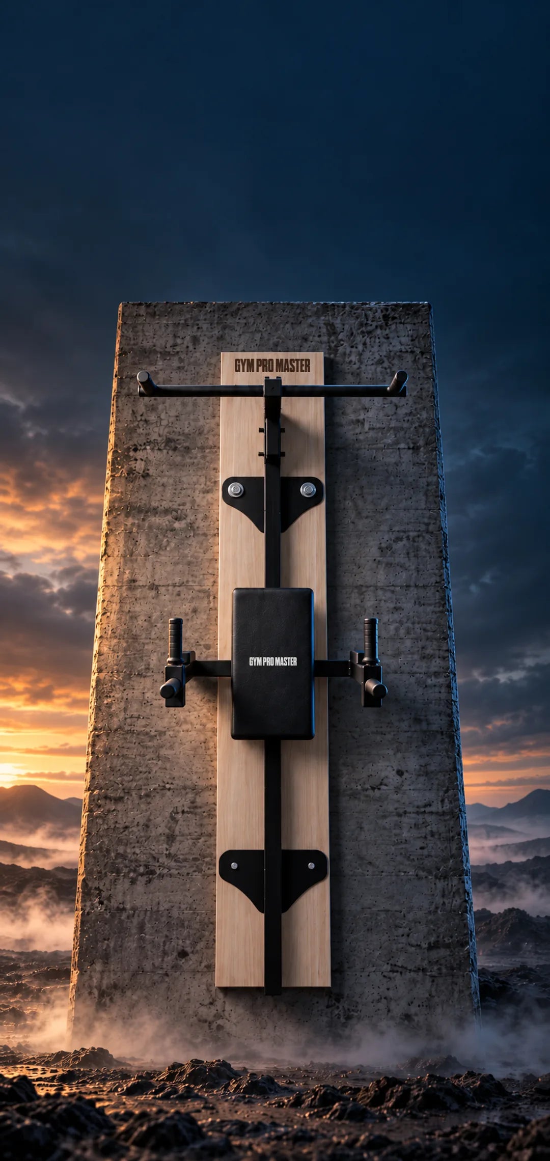 Gimnasio modular GYM PRO MASTER montado sobre un monolito de concreto
